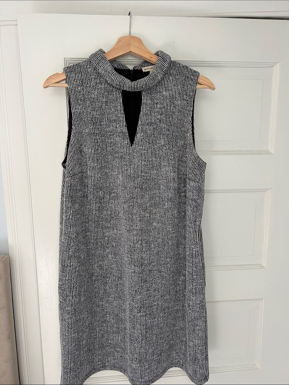 Sleeveless Gray Mock Neck Knit Dress